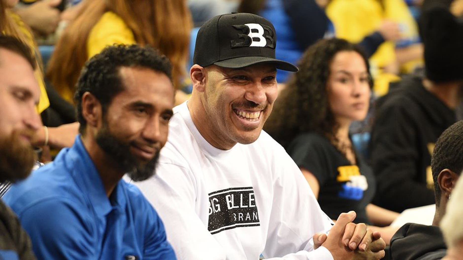 LOS ANGELES, CA - MARCH 01: UCLA guard Lonzo Ball dad LaVar Ball looks on during a college basketball game between the Washington Huskies and the UCLA Bruins on March 1, 2017, at Pauley Pavilion in Los Angeles, CA. (Photo by Brian Rothmuller/Icon Sportswire) (Icon Sportswire via AP Images)
