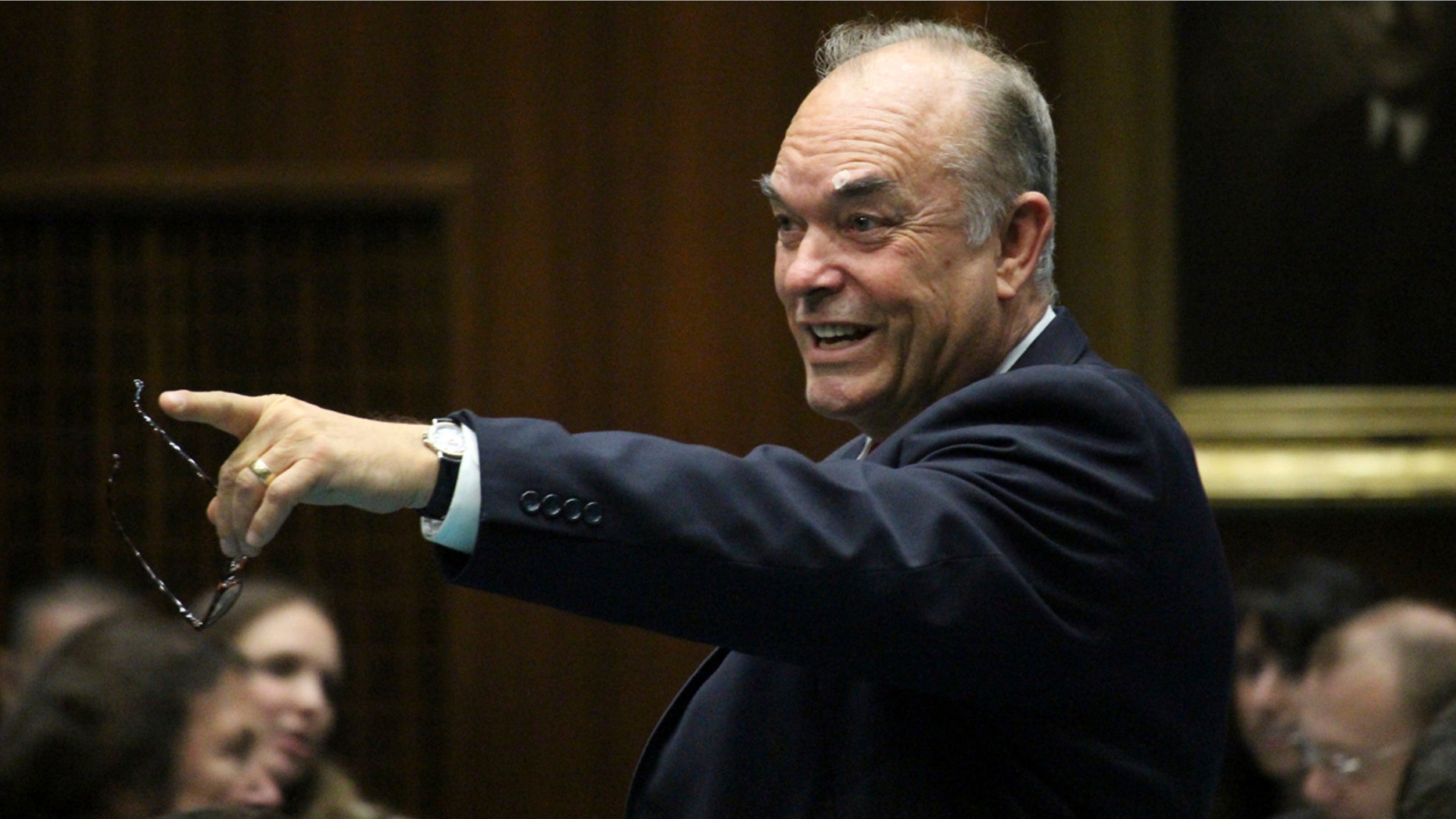 State Rep. Don Shooter is seen on the floor of the Arizona House in Phoenix, Ariz. Shooter has become the first state lawmaker in the nation to be expelled for sexual harassment.