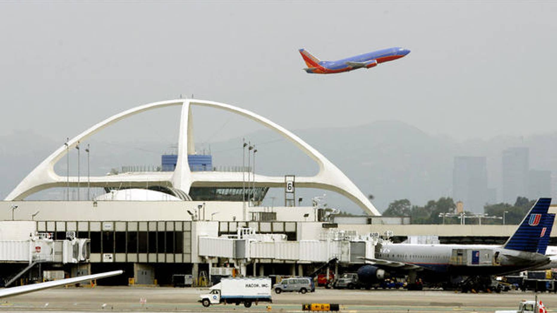 A Southwest aircraft departs Los Angeles International Airport (LAX) Monday, Aug. 7, 2006.