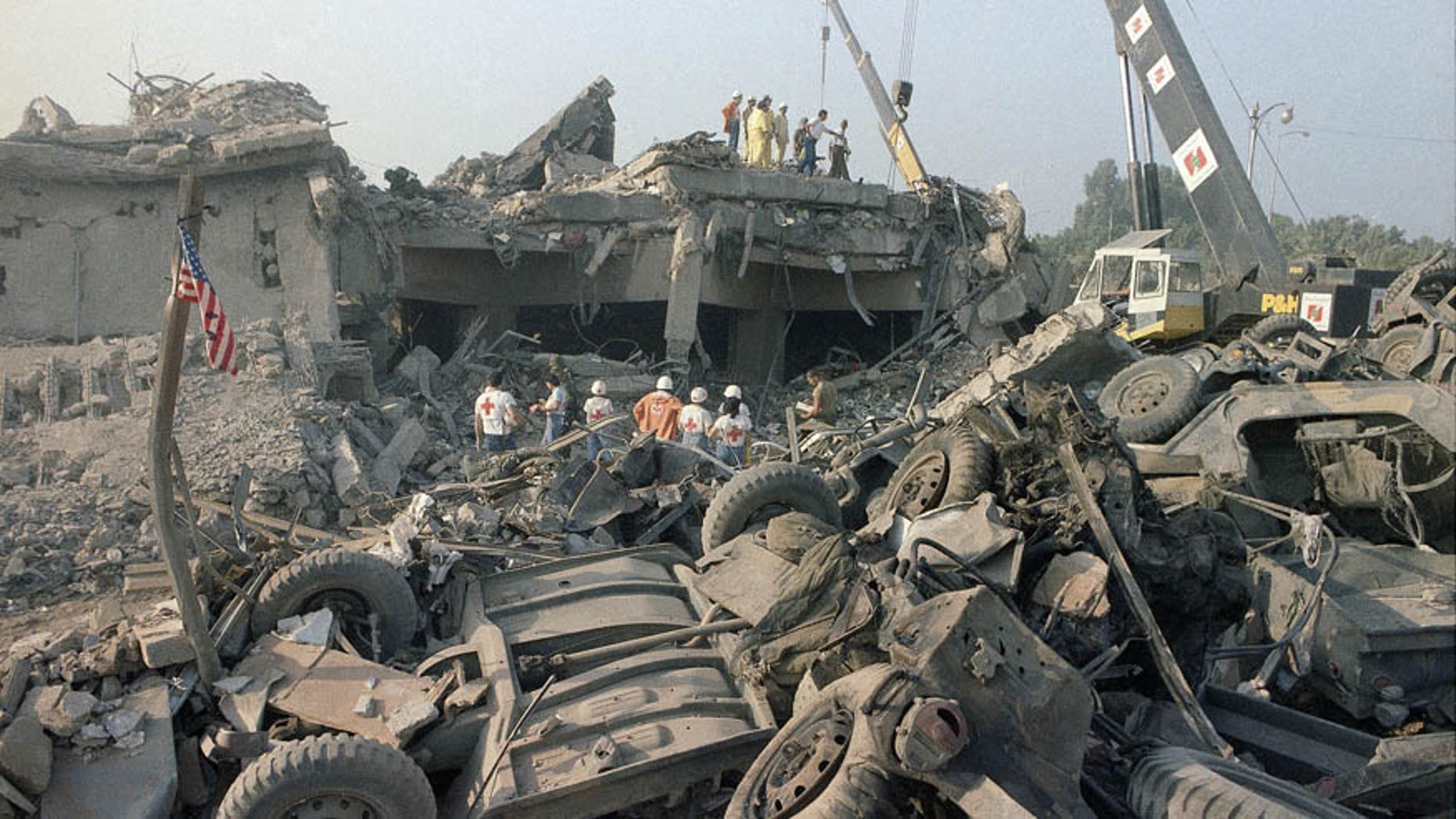 In this Oct. 23, 1983 file photo, the aftermath of the bombing of the U.S. Marines barracks in Beirut, Lebanon.