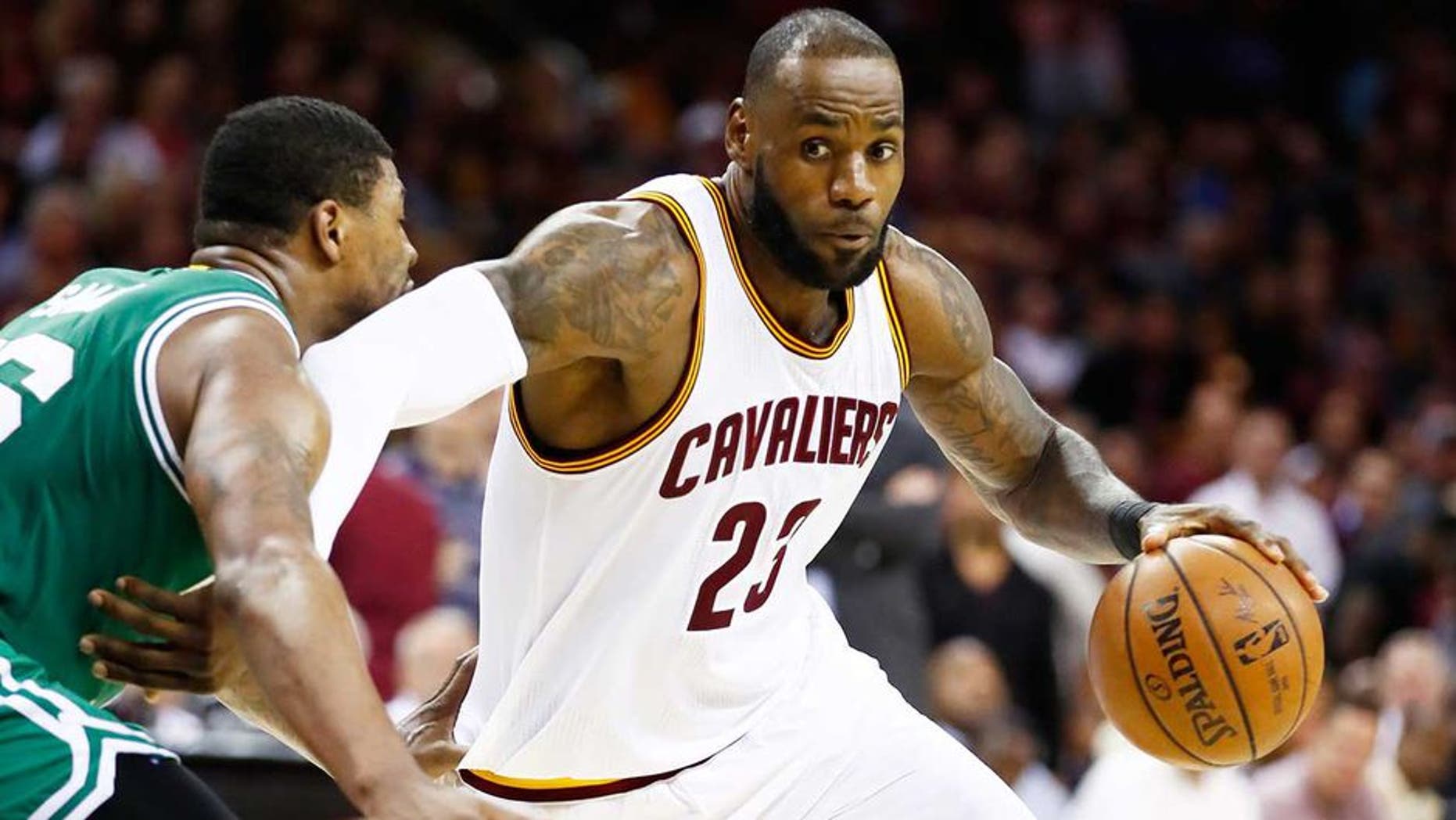 CLEVELAND, OH - MAY 23: LeBron James #23 of the Cleveland Cavaliers drives against the Boston Celtics in the third quarter during Game Four of the 2017 NBA Eastern Conference Finals at Quicken Loans Arena on May 23, 2017 in Cleveland, Ohio. NOTE TO USER: User expressly acknowledges and agrees that, by downloading and or using this photograph, User is consenting to the terms and conditions of the Getty Images License Agreement. (Photo by Gregory Shamus/Getty Images)
