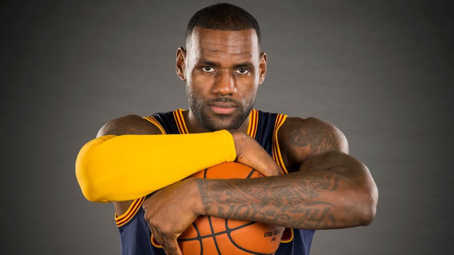 CLEVELAND, OH - SEPTEMBER 28: LeBron James #23 of the Cleveland Cavaliers during the Cleveland Cavaliers media day at Cleveland Clinic Courts on September 28, 2015 in Independence, Ohio. (Photo by Jason Miller/Getty Images)