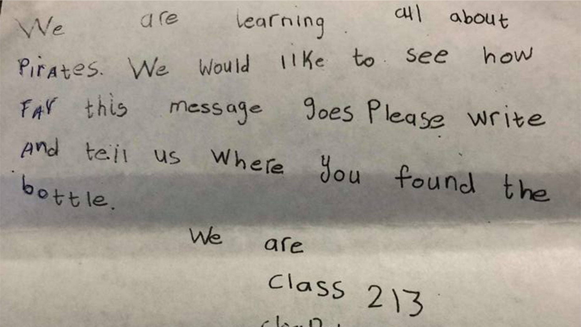 A note written by Scottish children more than 30 years ago was put in a bottle and tossed into the North Sea. A Florida couple found it after Hurricane Irma.