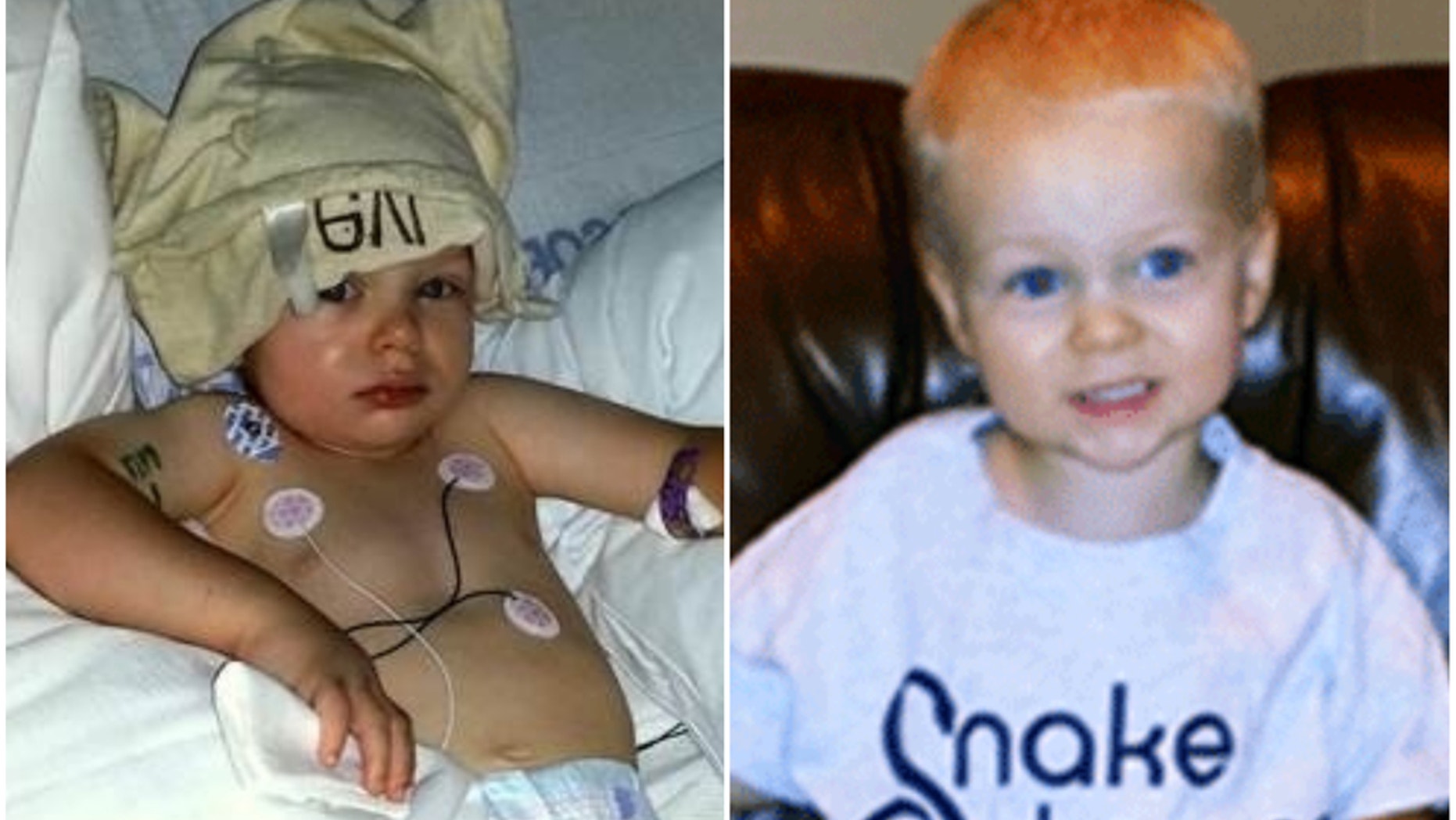 Levi Fisher, 2, was hospitalized for four days after being bit by a copperhead snake near his Atlanta-area home in Aug. 2014.