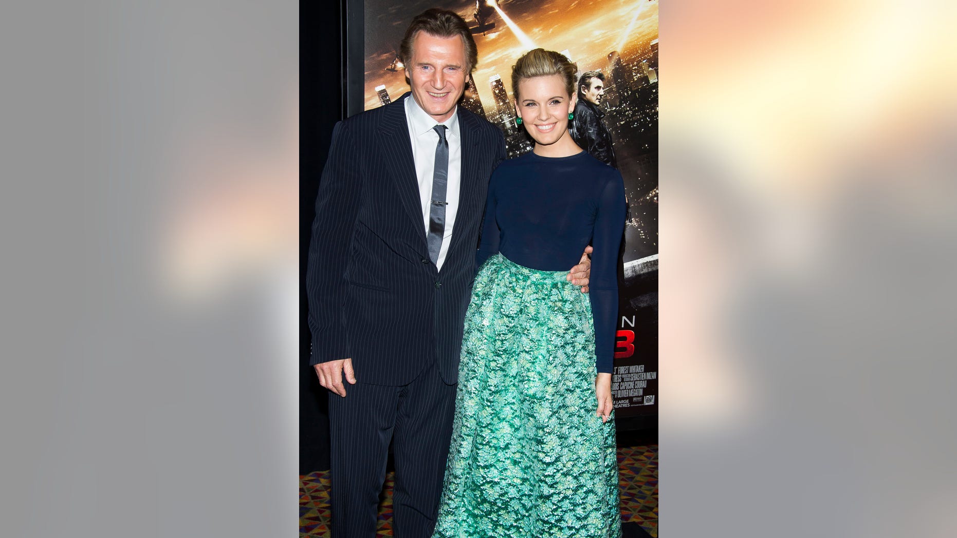 Jan 7, 2015. Liam Neeson, left, and Maggie Grace attend a "Taken 3" screening in New York.