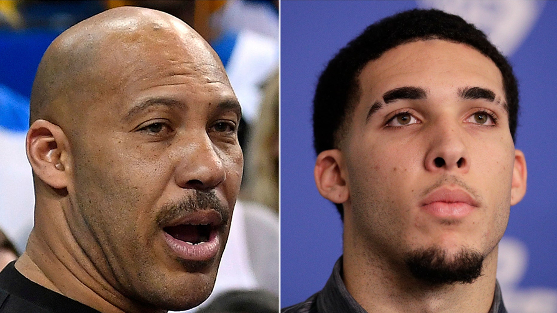 LaVar Ball, left, is taking his son, UCLA guard LiAngelo, out of school following his sports suspension for participation in a shoplifting incident during the Bruins’ trip to China last month.