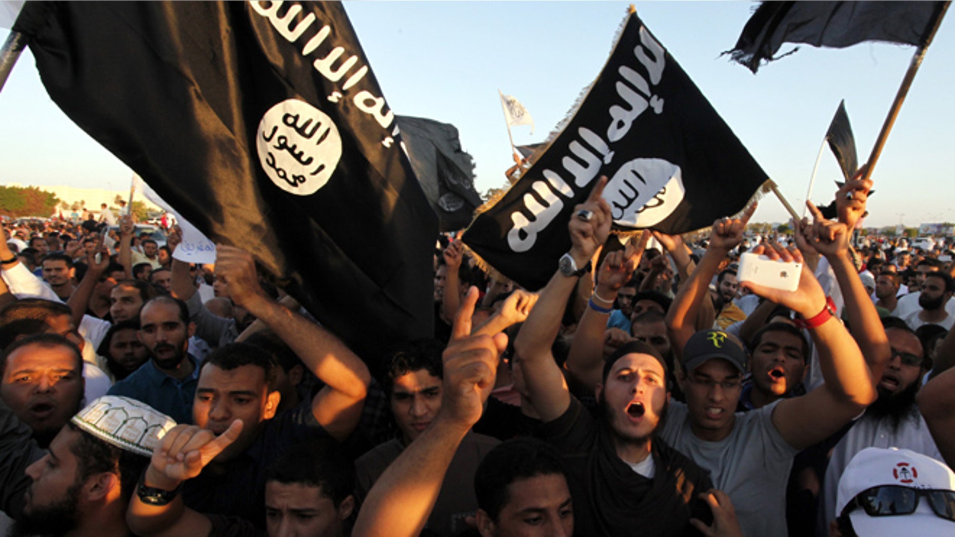 Sept. 21, 2012: Libyan followers of Ansar al-Shariah Brigades and other Islamic militias hold a demonstration in Benghazi, Libya.