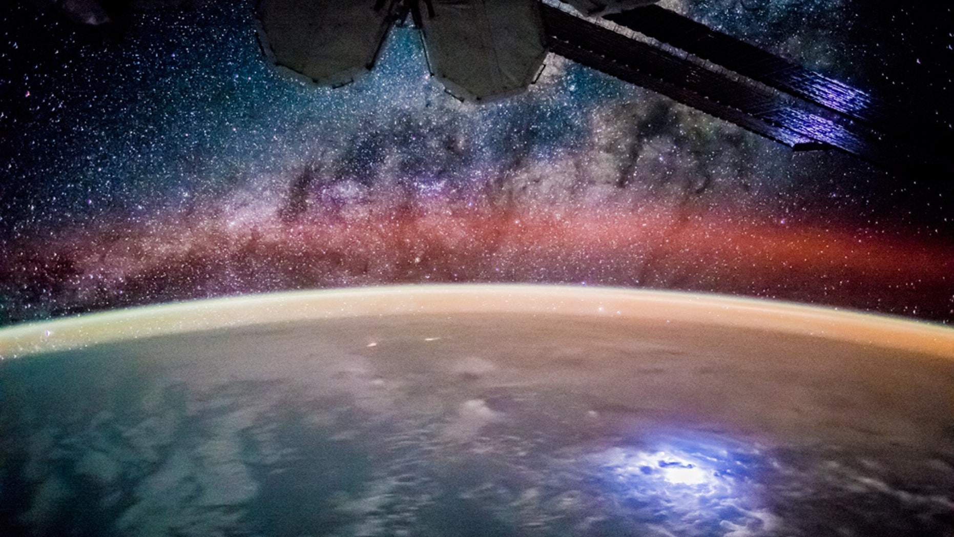 Astronauts aboard the International Space Station captured this view of lightning over the Pacific Ocean at night. One new tool heading to the station, the Lightning Imaging Sensor, will track the more than 45 lightning strikes per second that hit Earth.