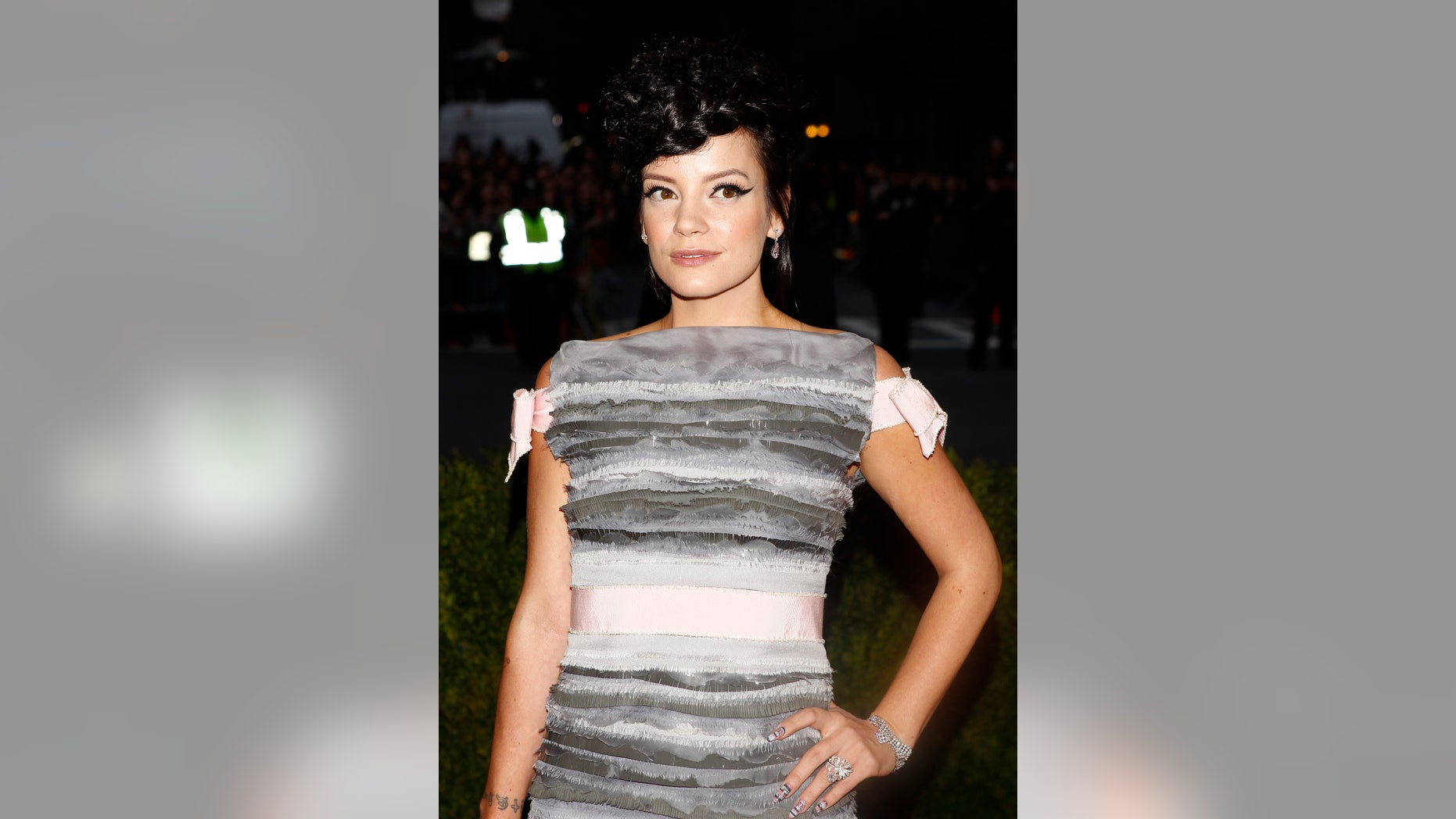 May 5, 2014. Singer Lily Allen arrives at the Metropolitan Museum of Art Costume Institute Gala Benefit.