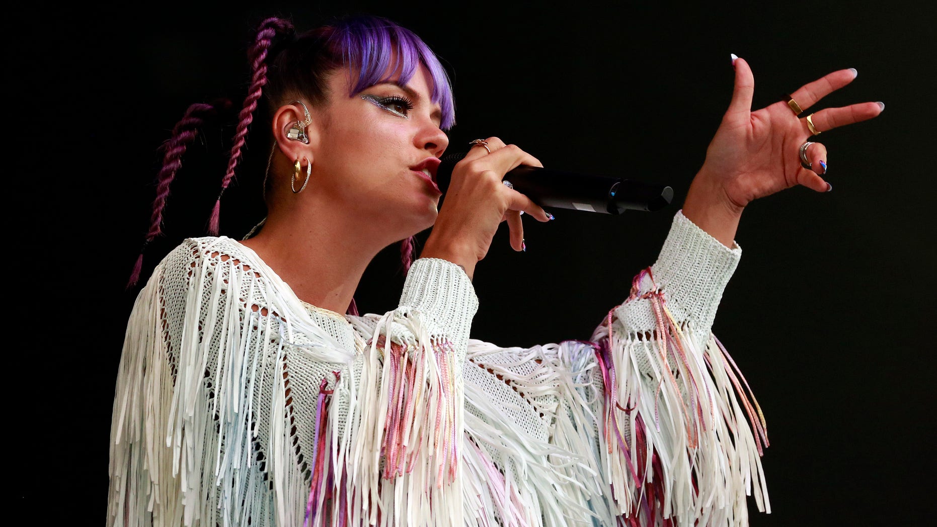 August 31, 2014. Lily Allen performs on the main stage on the last day of the Electric Picnic music festival at Stradbally Hall in County Laois.