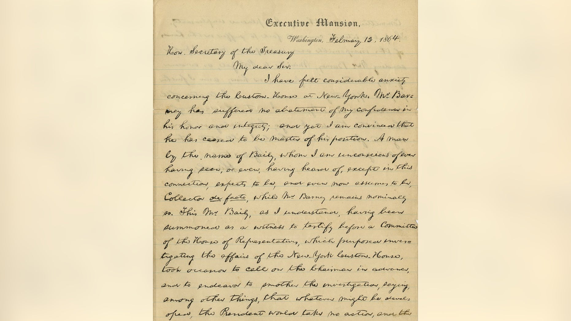 A handwritten letter from Abraham Lincoln.