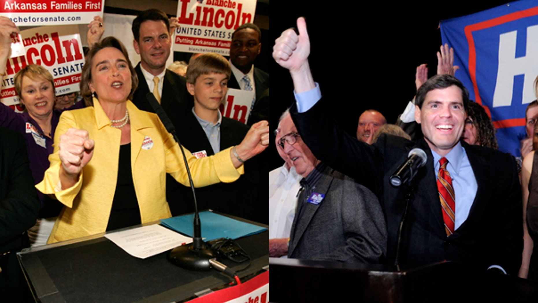 Sen. Blanche Lincoln, D-Ark., and Arkansas Lt. Governor Bill Halter. (AP)