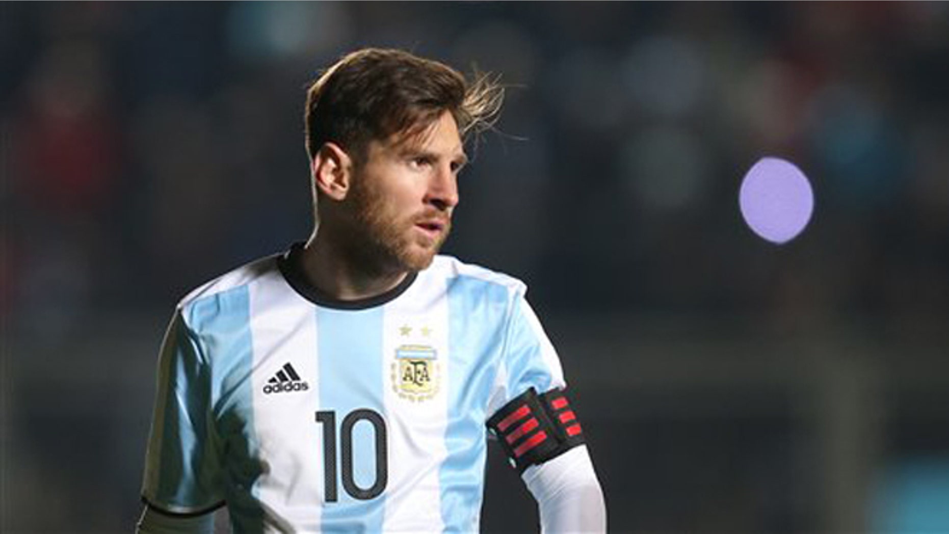 Argentina's Lionel Messi attends a friendly soccer match with Honduras in San Juan, Argentina, Friday, May 27, 2016. (AP Photo/Nicolas Aguilera)