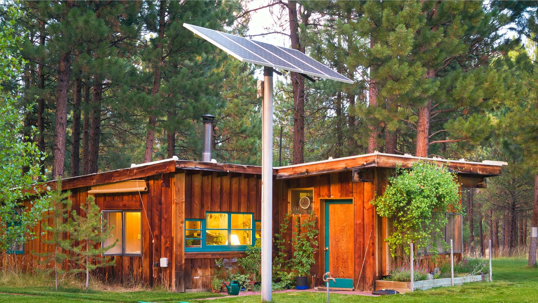 rural house with solar panels