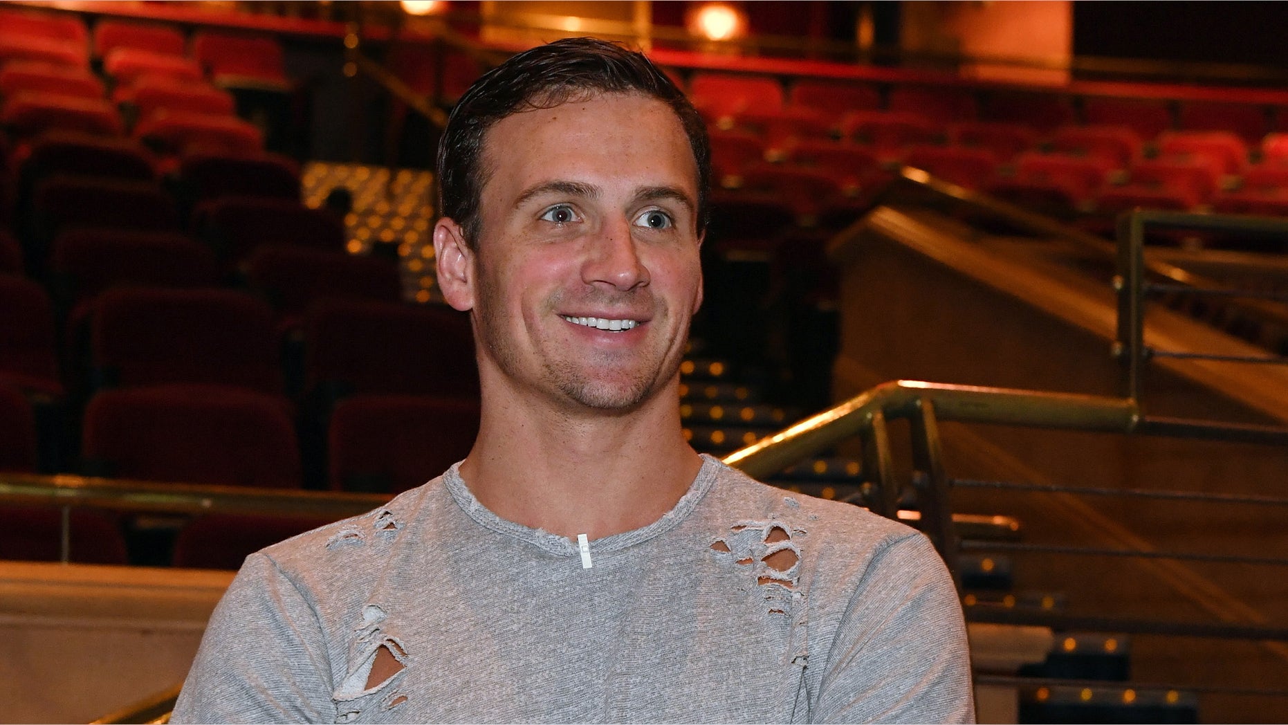 LAS VEGAS, NV - SEPTEMBER 30: Olympian Ryan Lochte looks at the "O" theater as he and dancer Cheryl Burke arrive at a rehearsal for their "Dancing with the Stars" performance with the cast of "O by Cirque du Soleil" at the Bellagio on September 30, 2016 in Las Vegas, Nevada. (Photo by Ethan Miller/Getty Images for Cirque du Soleil)