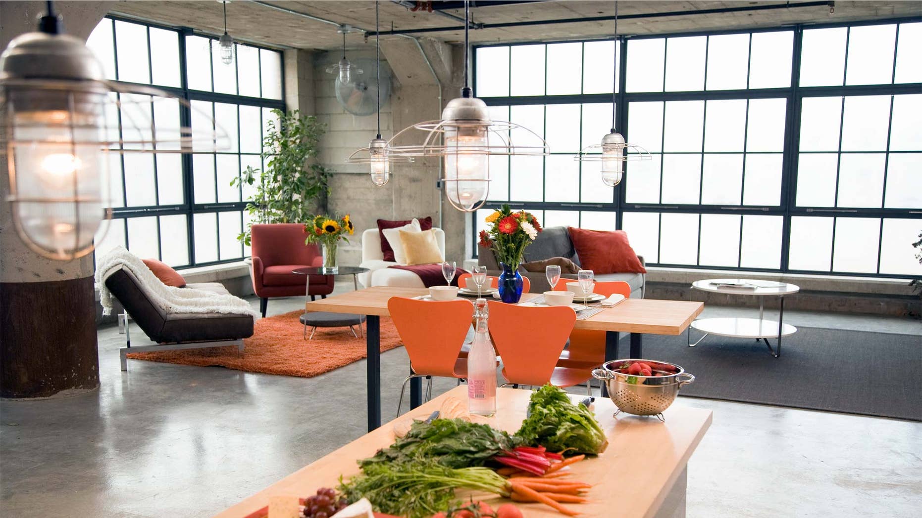 loft apartment kitchen and dining room