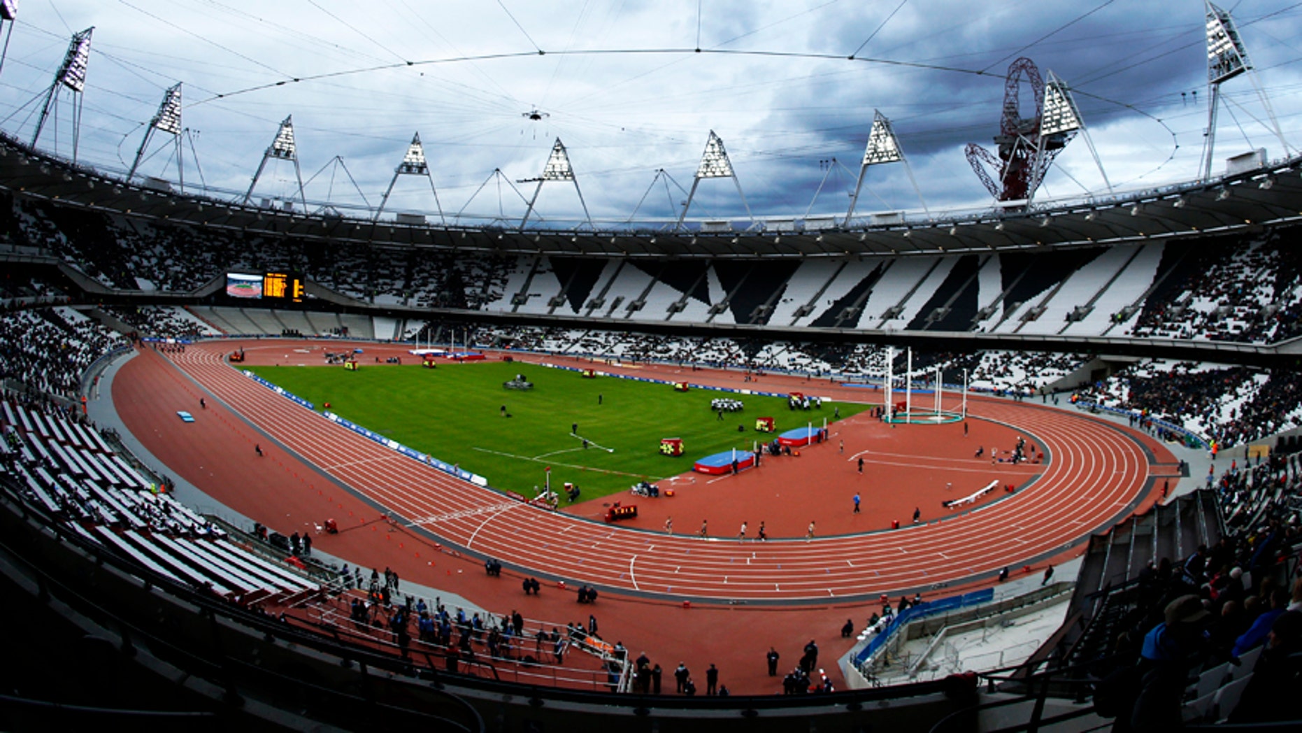 This Saturday, May 5, 2012 file photo shows the Olympic Stadium in the Olympic Park in London.