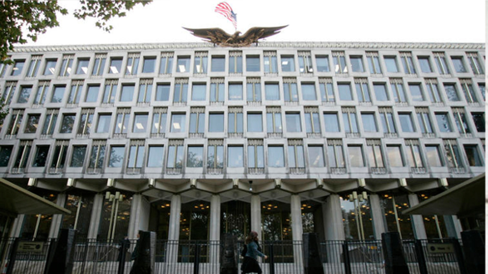 FILE: Oct. 2, 2008: The United States Embassy in Grosvenor Square in central London.