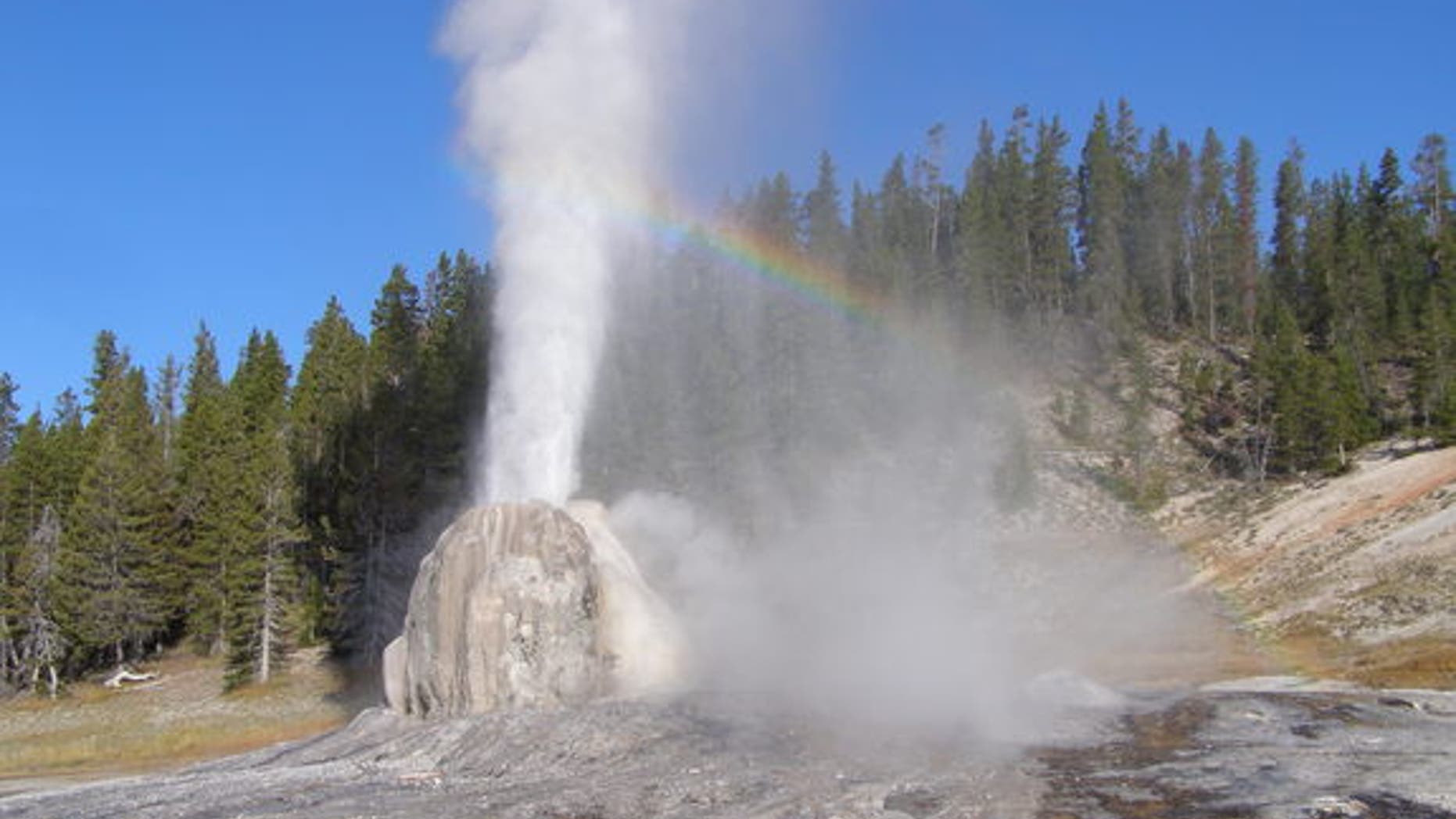 Lone Star Geyser in Yellowstone National Park erupts about every three hours. It is one of the park's biggest geysers.
