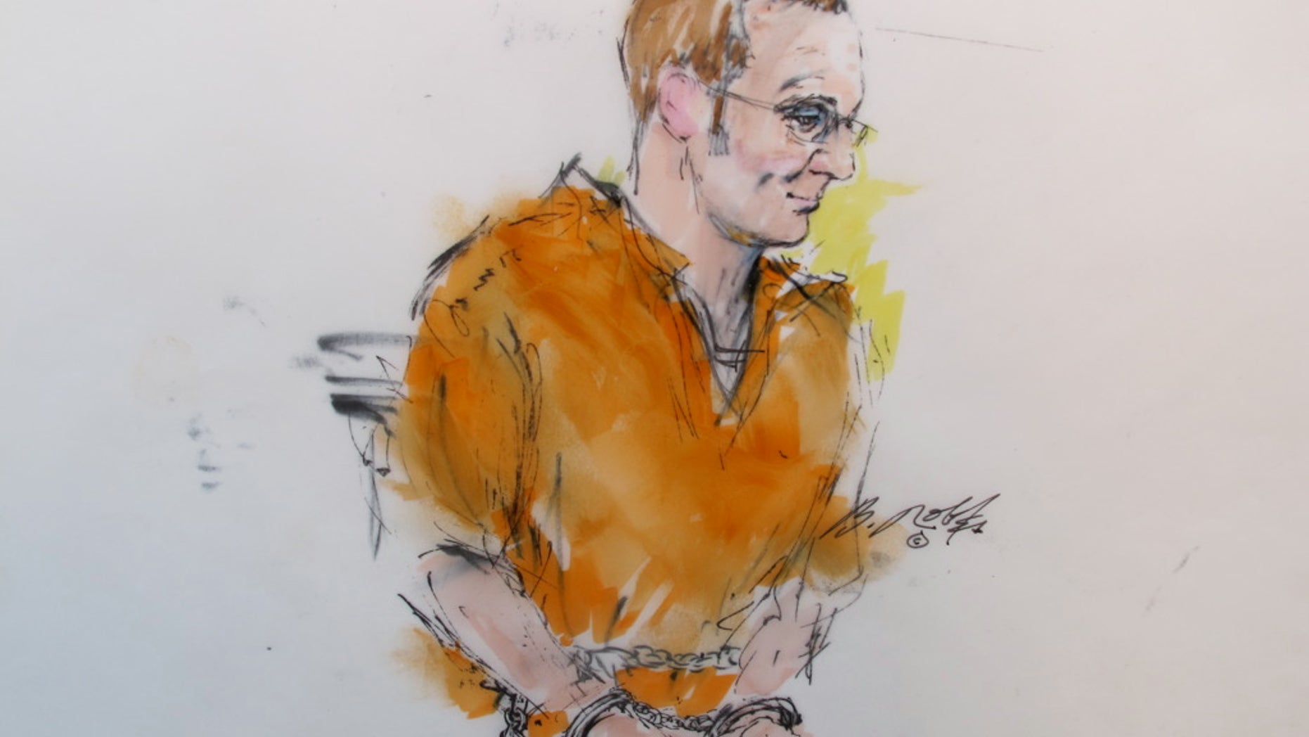 A sketch of Jared Lee Loughner in his second court appearance in Tucson, Ariz. on Tuesday.
