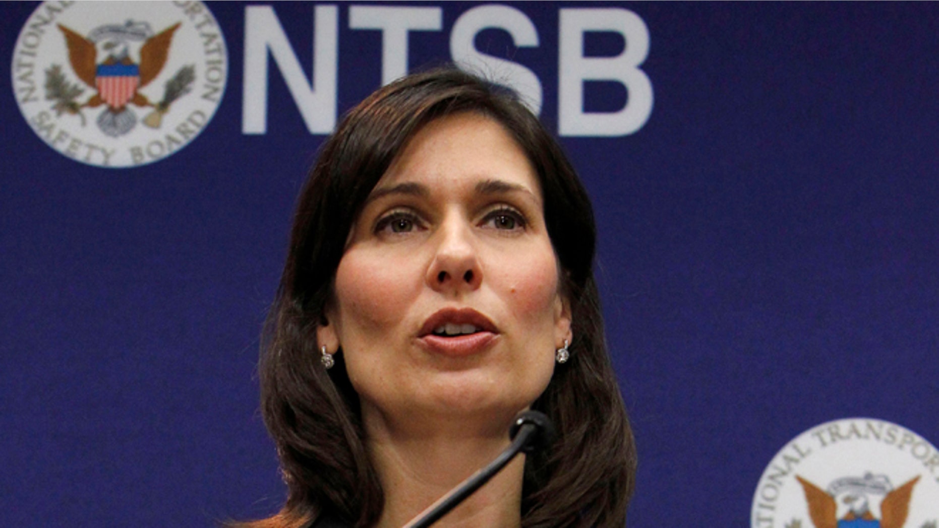 Feb. 7, 2013: National Transportation Safety Board (NTSB) Chair Deborah Hersman speaks during a news conference in Washington. Federal accident investigators were weighing a recommendation Tuesday that states reduce their threshold for drunken driving from the current .08 blood alcohol content to .05, a standard that has been shown to substantially reduce highway deaths in other countries. (AP)