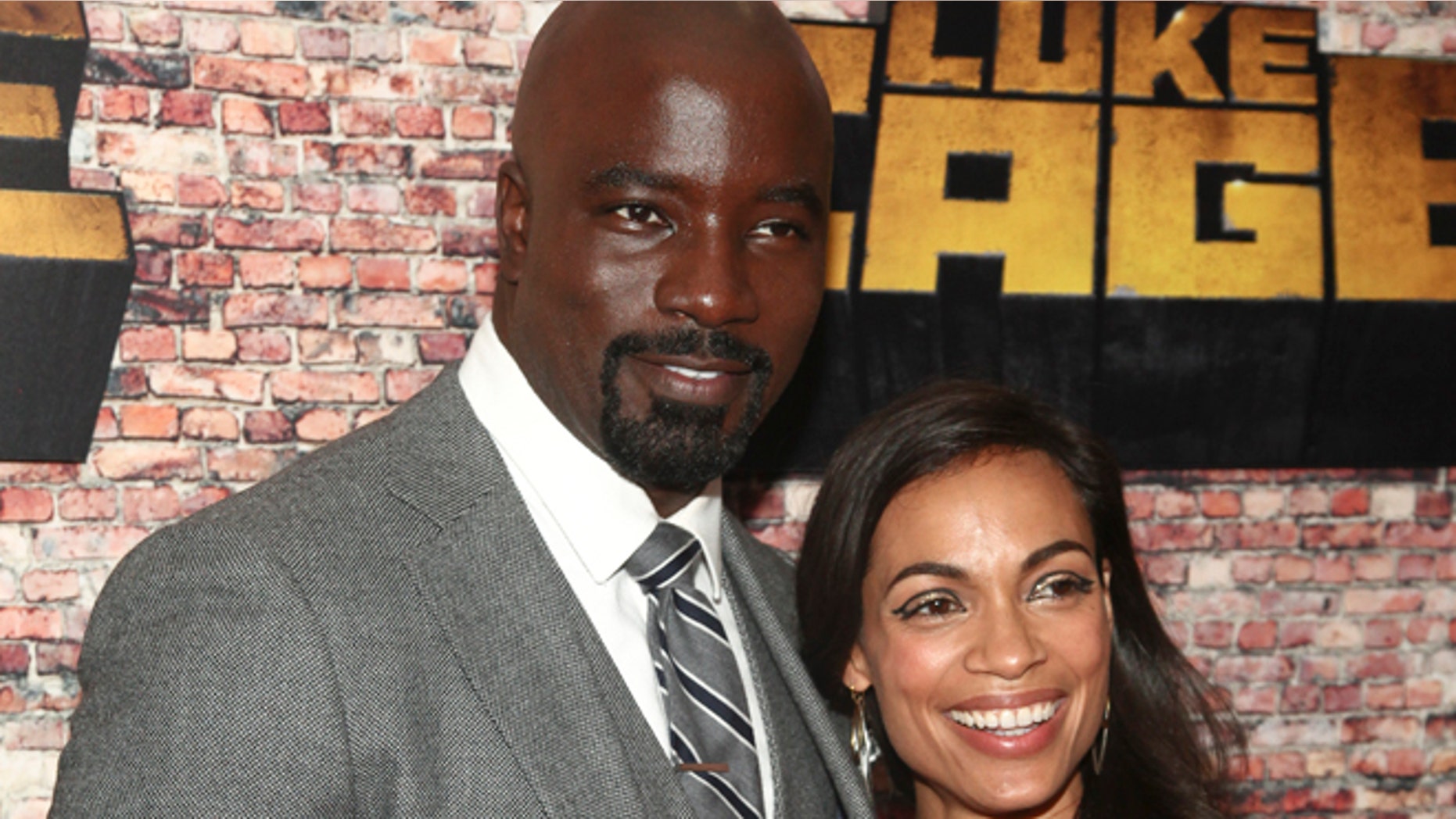 Mike Colter and Rosario Dawson at the premiere of "Luke Cage" in New York.