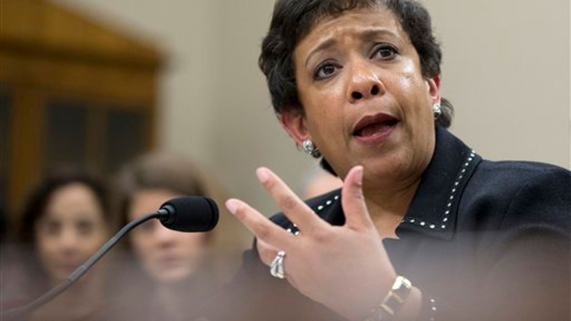 Attorney General Loretta Lynch testifies on Capitol Hill in Washington, Wednesday, Feb. 24, 2016,before the House Commerce, Justice, Science, and Related Agencies subcommittee hearing on the Justice Department's fiscal 2017 budget request. (AP Photo/Manuel Balce Ceneta)