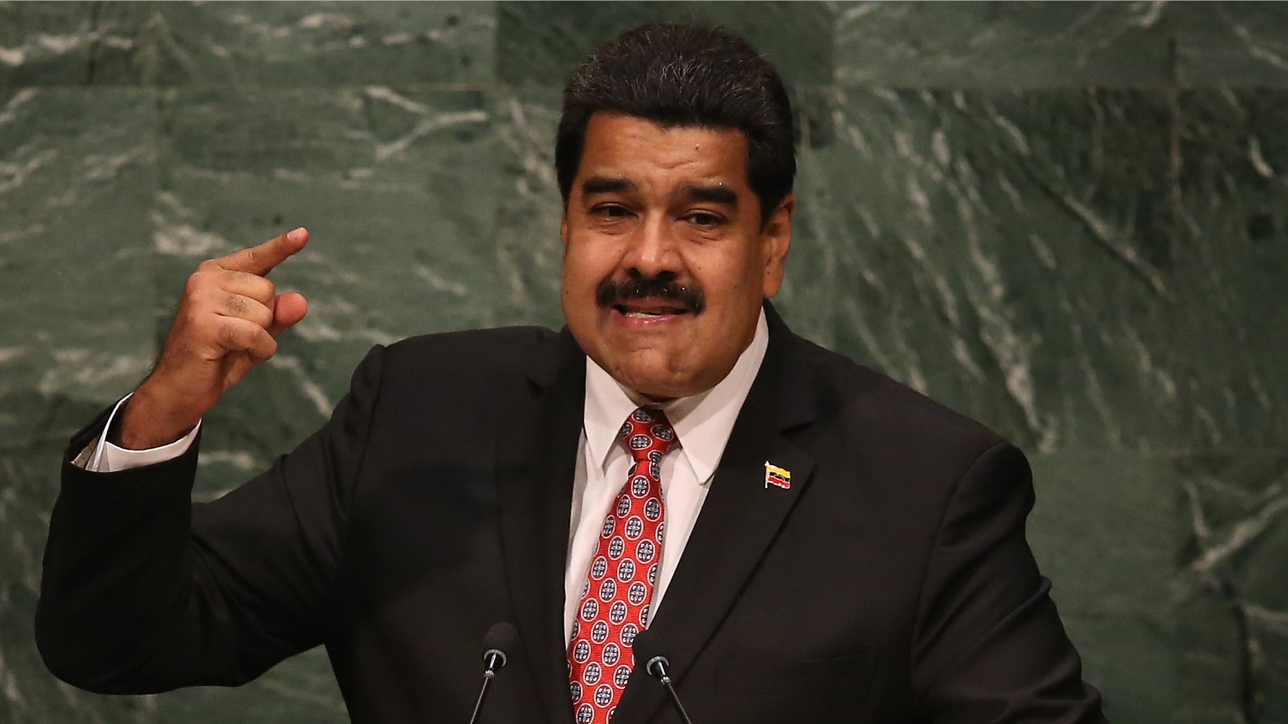 NEW YORK, NY - SEPTEMBER 29: Nicolas Maduro, President of Venezuela, addresses the United Nations General Assembly at UN headquarters on September 29, 2015 in New York City. World leaders gathered for the 70th annual UN General Assembly meeting. (Photo by John Moore/Getty Images)