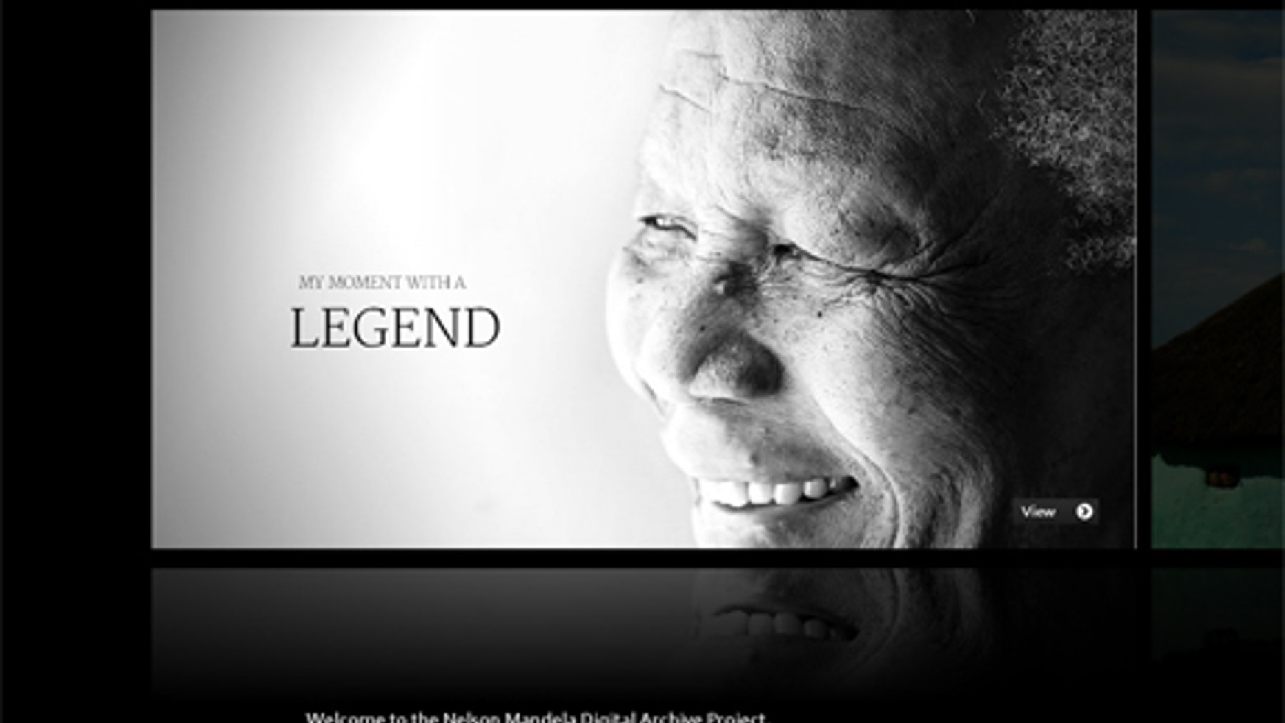 This screenshot shows the homepage of the Mandela digital archive.