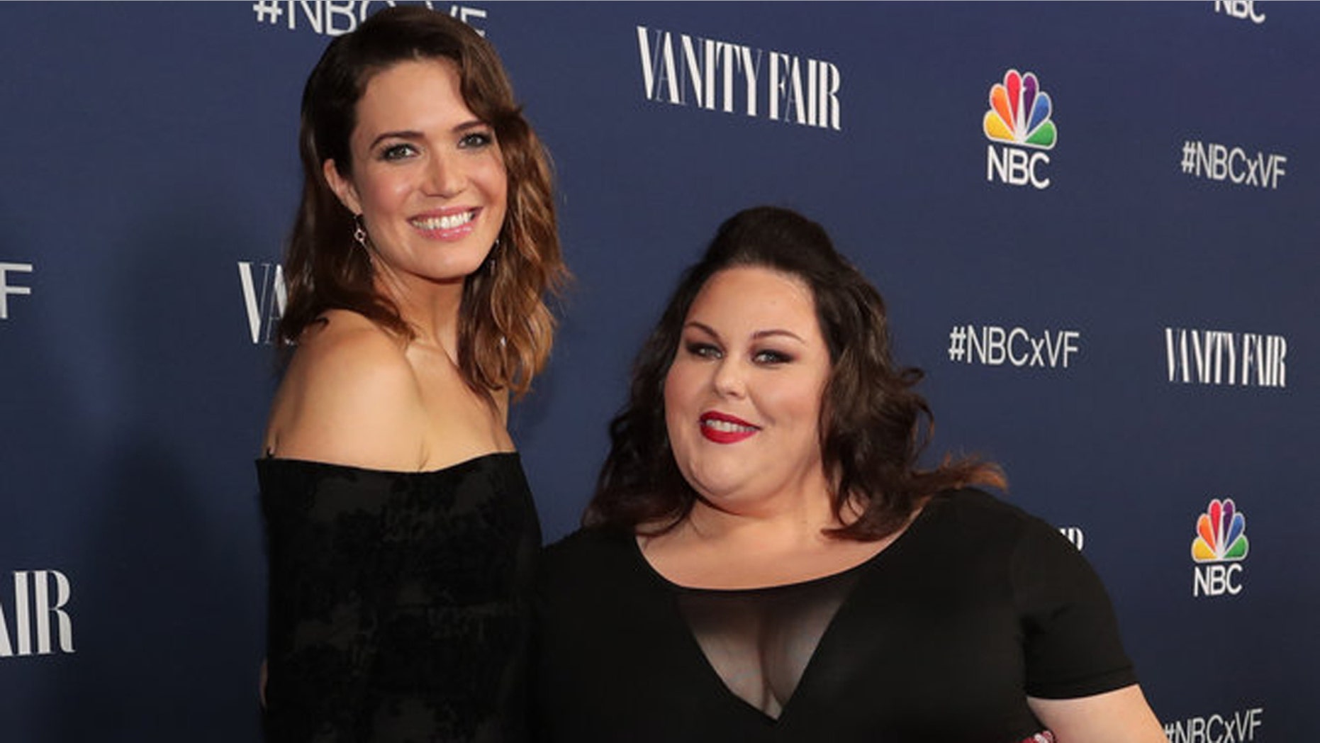 "This is Us" stars Mandy Moore, left, and Chrissy Metz at NBC & Vanity Fair Toast the 2016-2017 TV Season event on Nov. 2, 2016.