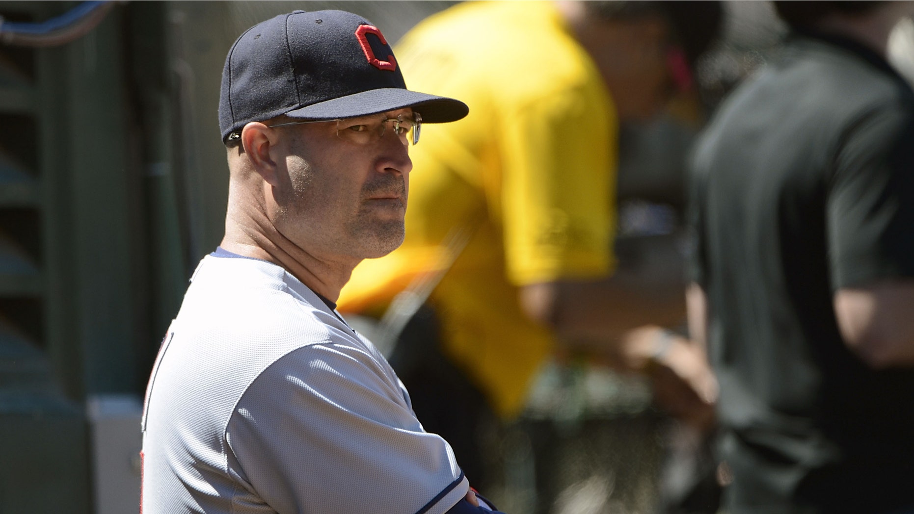OAKLAND, CA - AUGUST 19: Manager Manny Acta #11 of the Cleveland Indians looks on from the dugout in the six inning against the Oakland Athletics at O.co Coliseum on August 19, 2012 in Oakland, California. (Photo by Thearon W. Henderson/Getty Images)