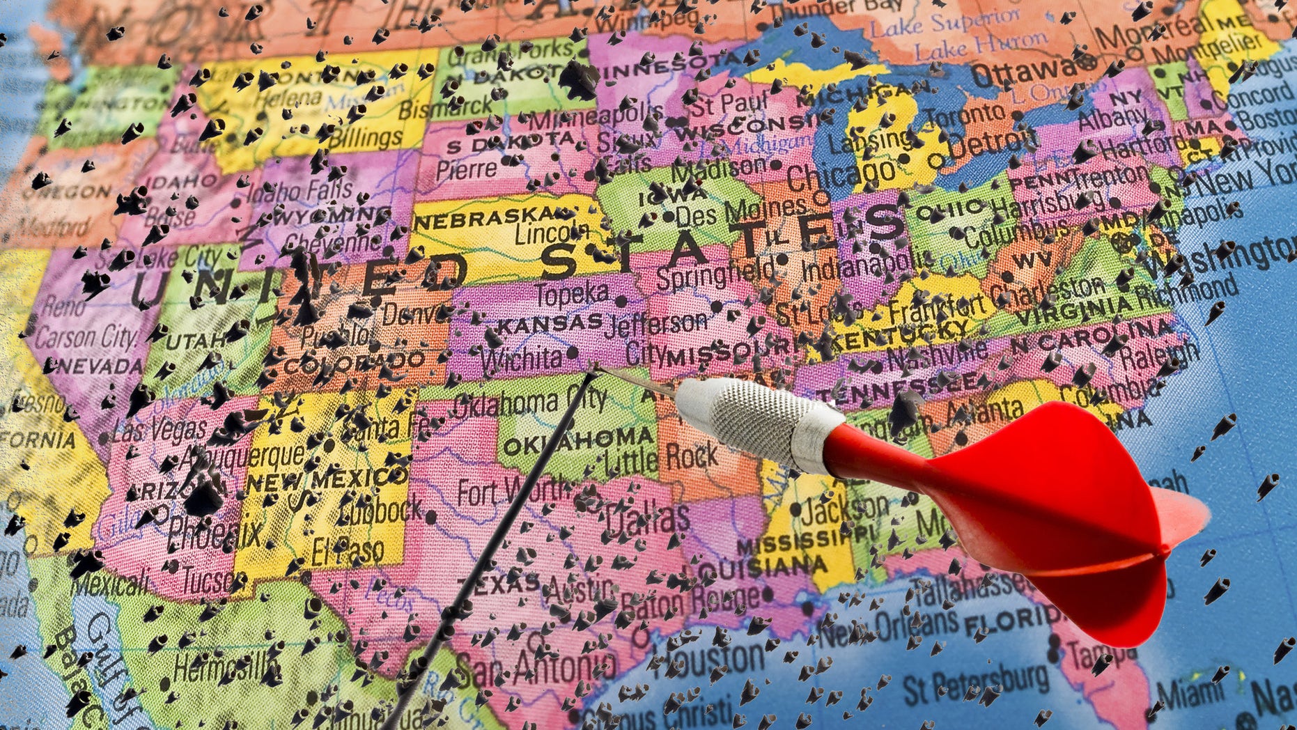 dart on US map