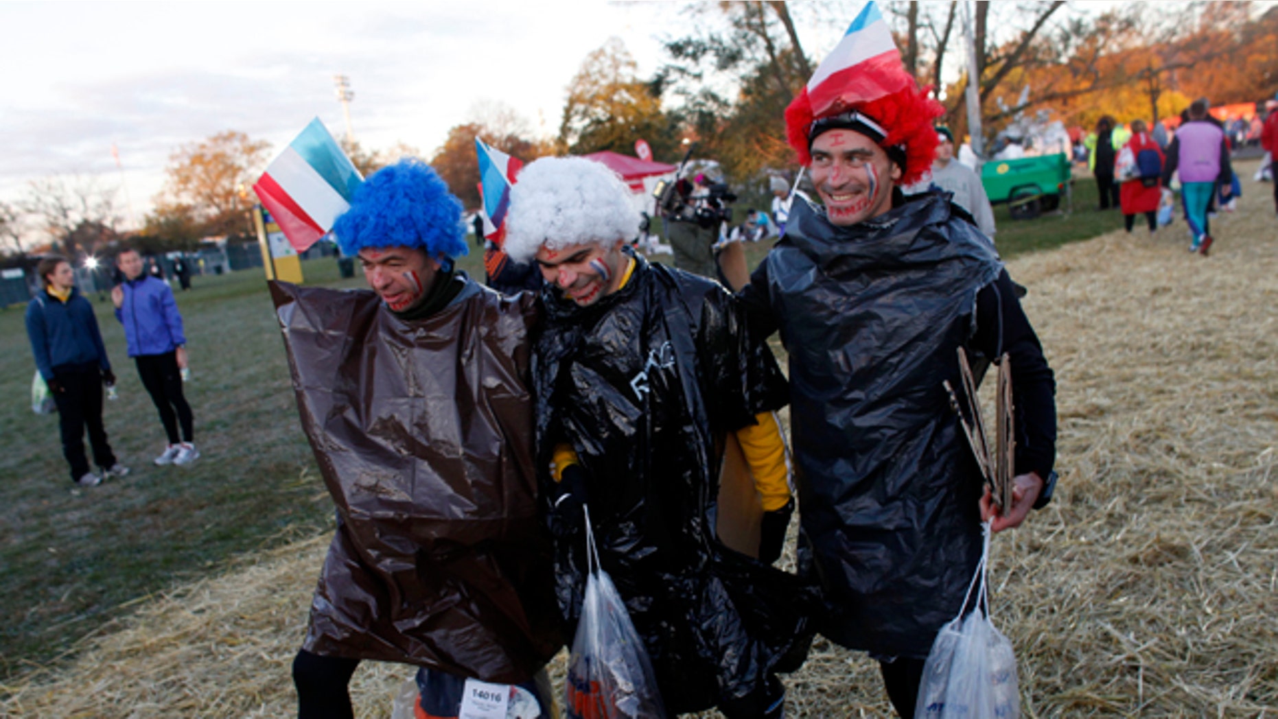 Nov. 6, 2011: Runners arrive at the start of the New York City Marathon in New York.