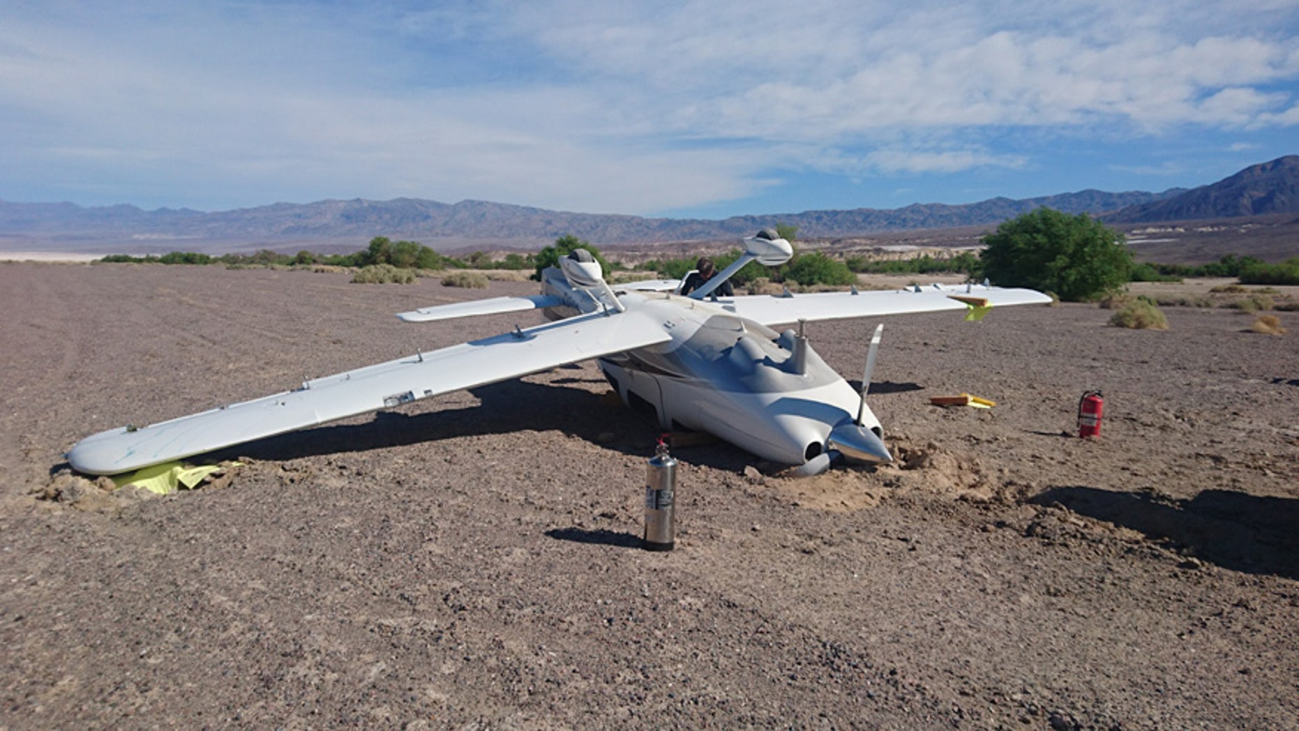 A Cessna pilot flipped over at the Furnace Creek Airport.