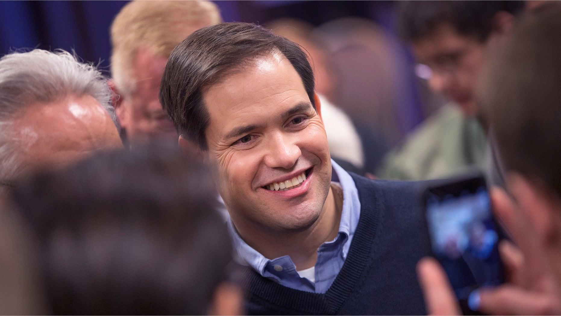 CEDAR RAPIDS, IA - JANUARY 24: Republican presidential candidate Sen. Marco Rubio (R-FL) greets guests during a town hall meeting on January 24, 2016 in Cedar Rapids, Iowa. Rubio is in Iowa trying to gain support ahead of the Feb. 1 caucuses. (Photo by Scott Olson/Getty Images)