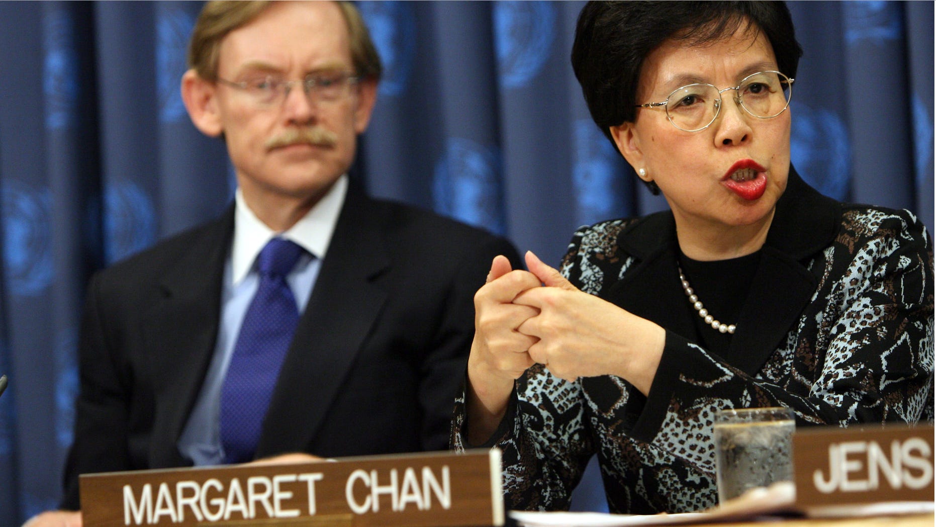 NEW YORK - SEPTEMBER 25: Director-General of the World Health Organization Margaret Chan speaks during a press conference to launch a plan aimed at saving 10 million mothers and newborns in the poorest countries by 2015 at the 63rd annual United Nations General Assembly meeting September 25, 2008 at UN headquarters in New York City. Leaders from around the world have descended on New York to discuss current political issues. (Photo by Rick Gershon/Getty Images)