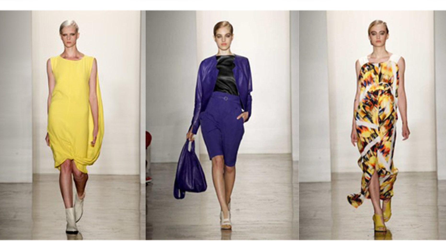 Photo shows the Zero + Maria Cornejo Spring 2012 collection modeled during Fashion Week in New York.