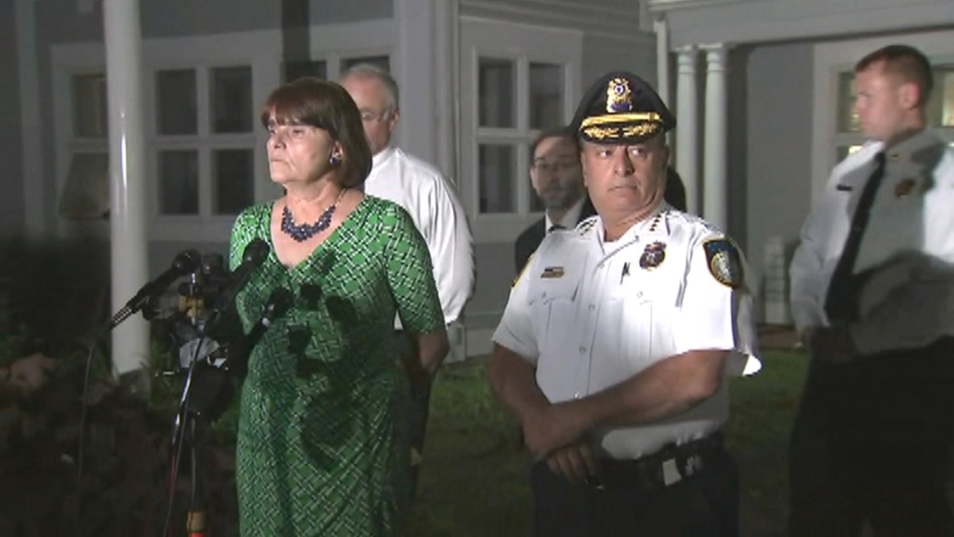 Middlesex District Attorney Marian Ryan, left, said 22-year-old Orion Krause will be charged with four counts of murder for deaths at a home in Groton, Massachusetts — the first homicides in the small town since 1996. (WFXT)