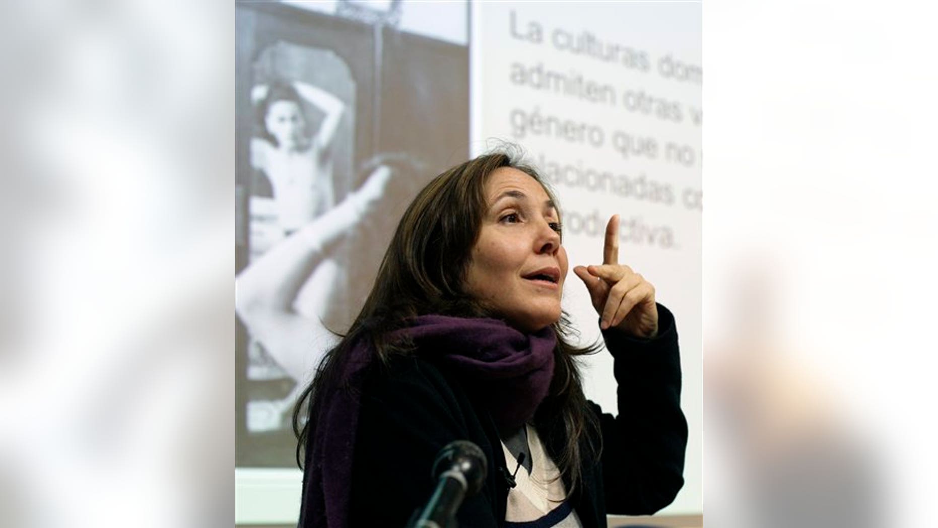 Mariela Castro, daughter of Cuban President Raul Castro, speaks during an academic conference at San Francisco General Hospital in San Francisco, Wednesday, May 23, 2012. Castro, an outspoken gay rights advocate, spoke at a medical lecture for health care providers on care for transgender patients. (AP Photo/Eric Risberg)