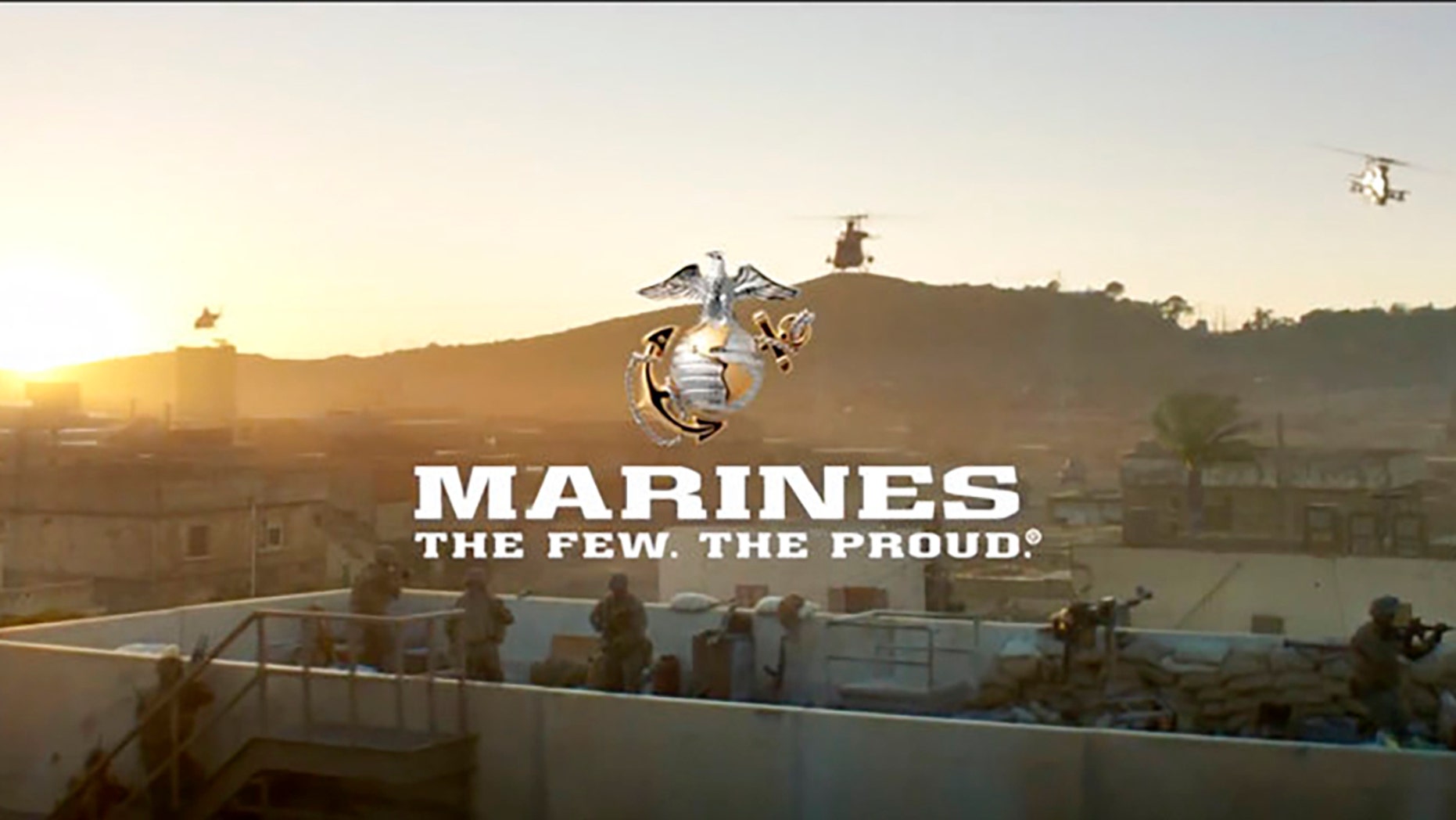Image from a video released by the U.S. Marine Corps, that will be shown online only Sunday during the Super Bowl and targeting a young, tough, tech-savvy audience for potential recruits who are looking for a challenge.