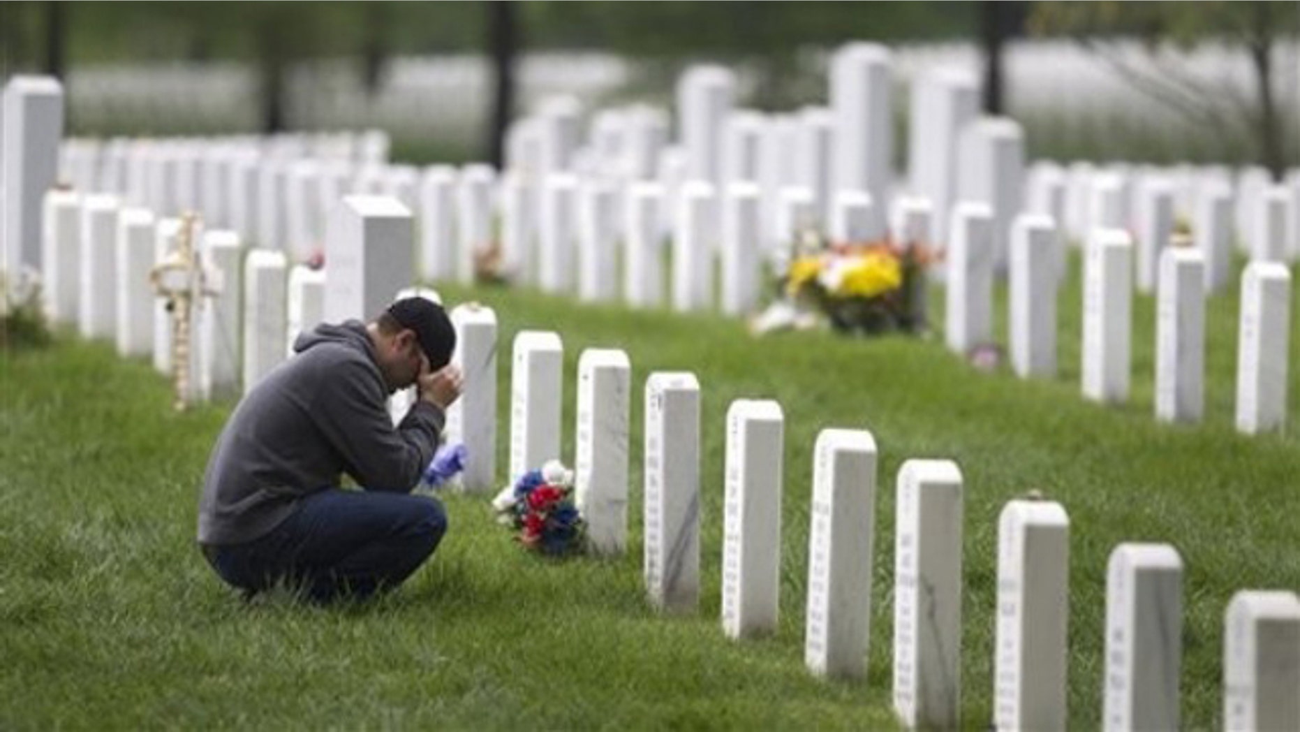 A former Marine is shown at Arlington National Cemetery in Arlington, Va., May 2.
