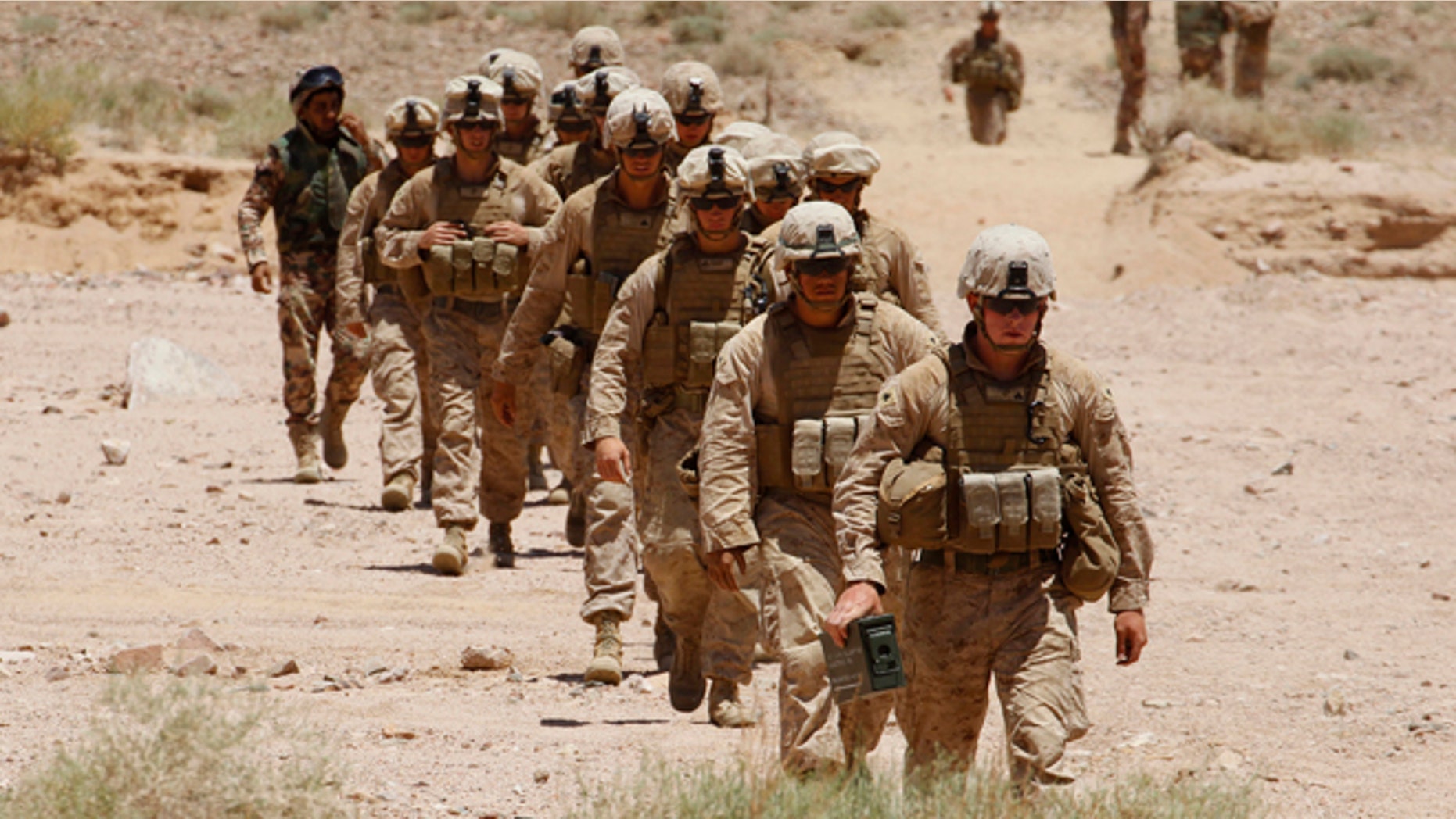 This June 16, 2013 file photo shows U.S. Marines from 26th Marine Expeditionary Unit in Jordan.