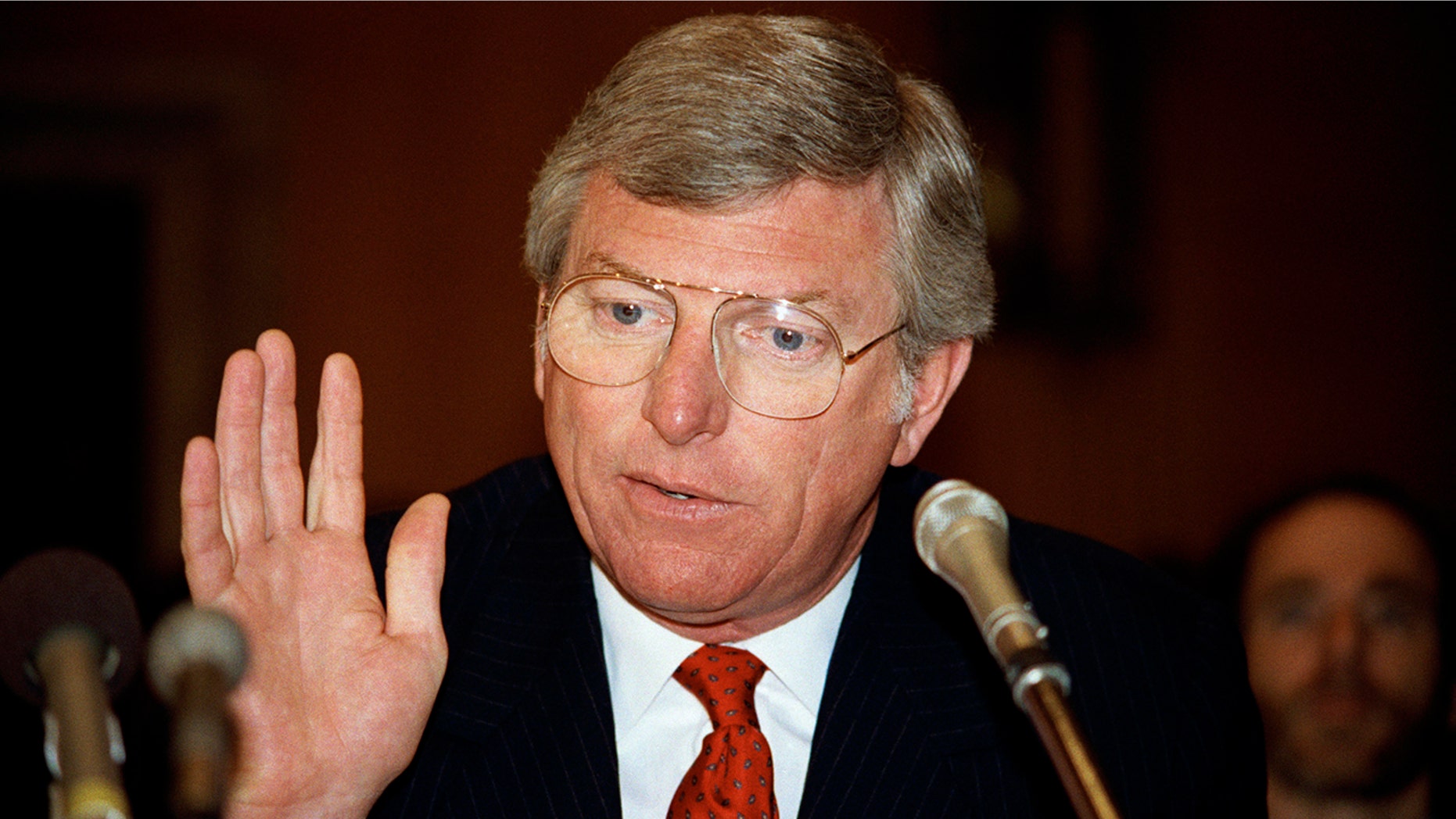 Texas Gov. Mark White testifies before the Senate Environment and Public Works Committee in 1985.