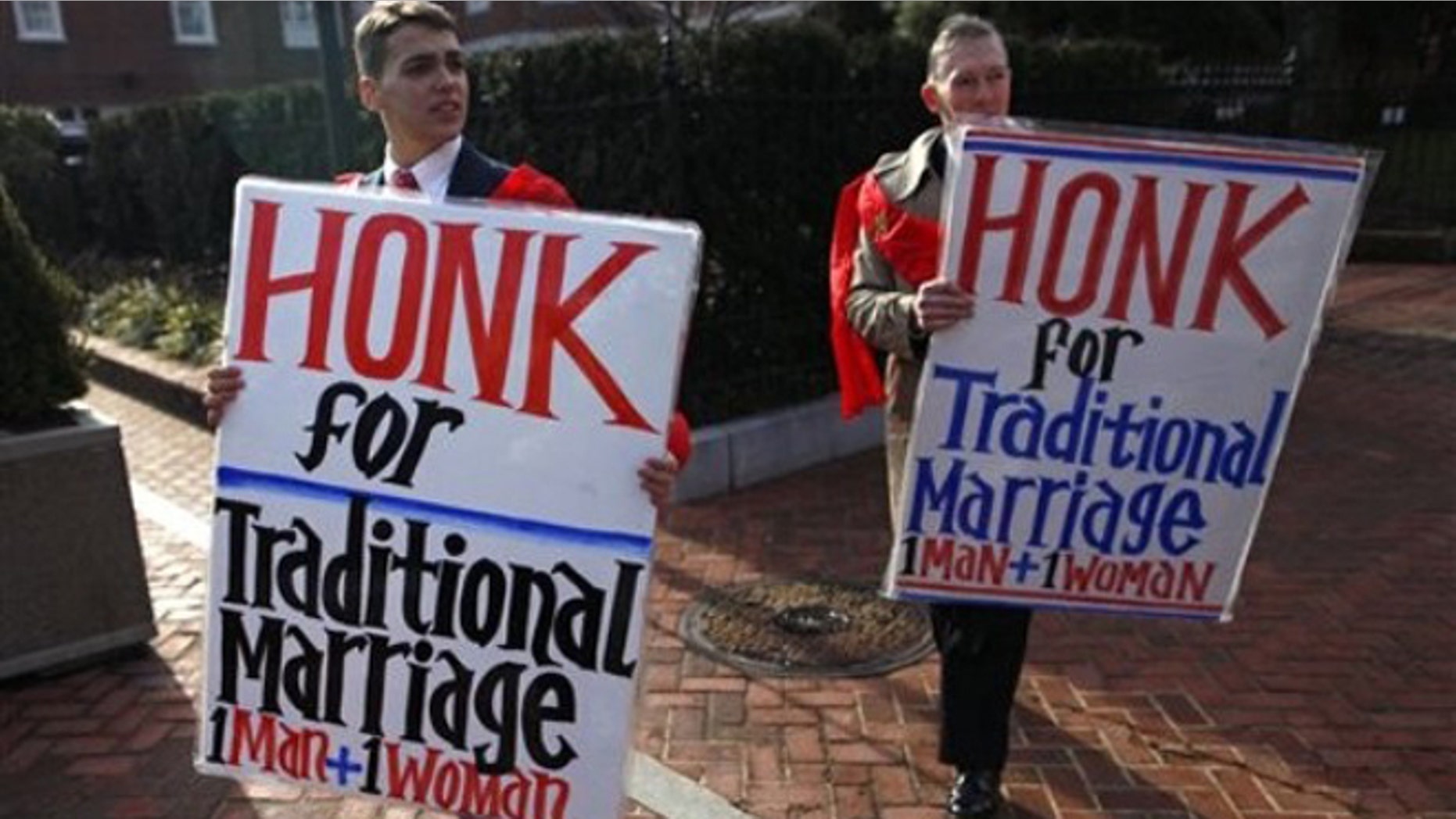 Feb. 17, 2012: Protesters demonstrate against a gay marriage bill before the Maryland State House in Annapolis, Md.