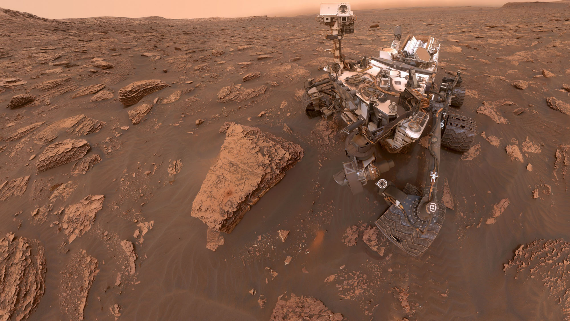 NASA's Mars rover Curiosity snapped this self-portrait on June 15, 2018 at Gale Crater during a growing dust storm. Since then, the dust storm has engulfed all of Mars.