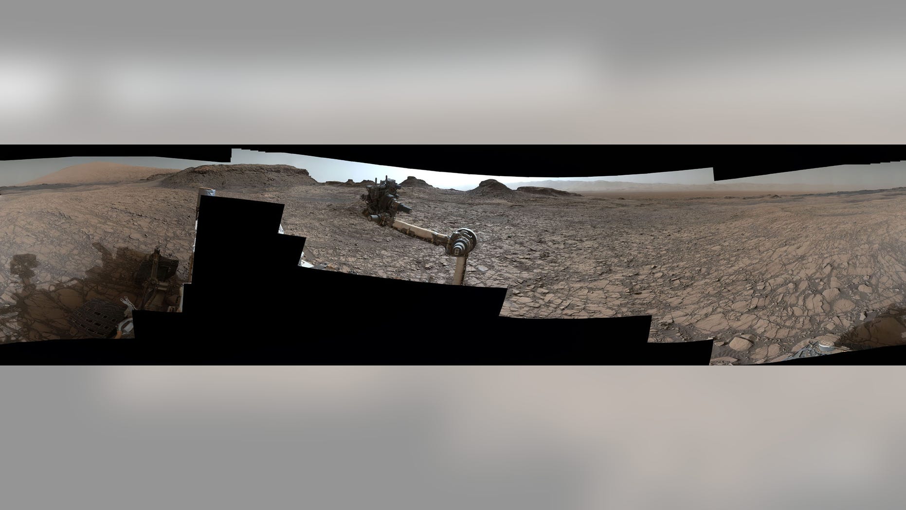 Murray Buttes, a series of sandstone features on the surface of Mars, was imaged by the Curiosity Rover on Aug. 5, 2016.