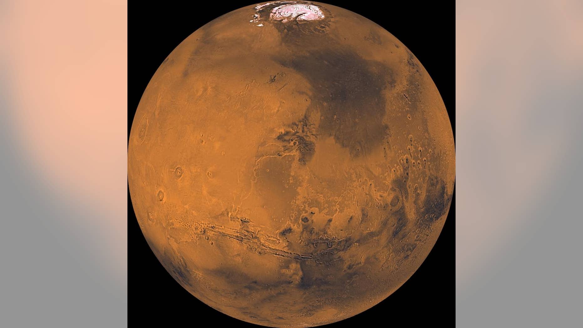 Mars as seen by NASA's Viking 1 orbiter.