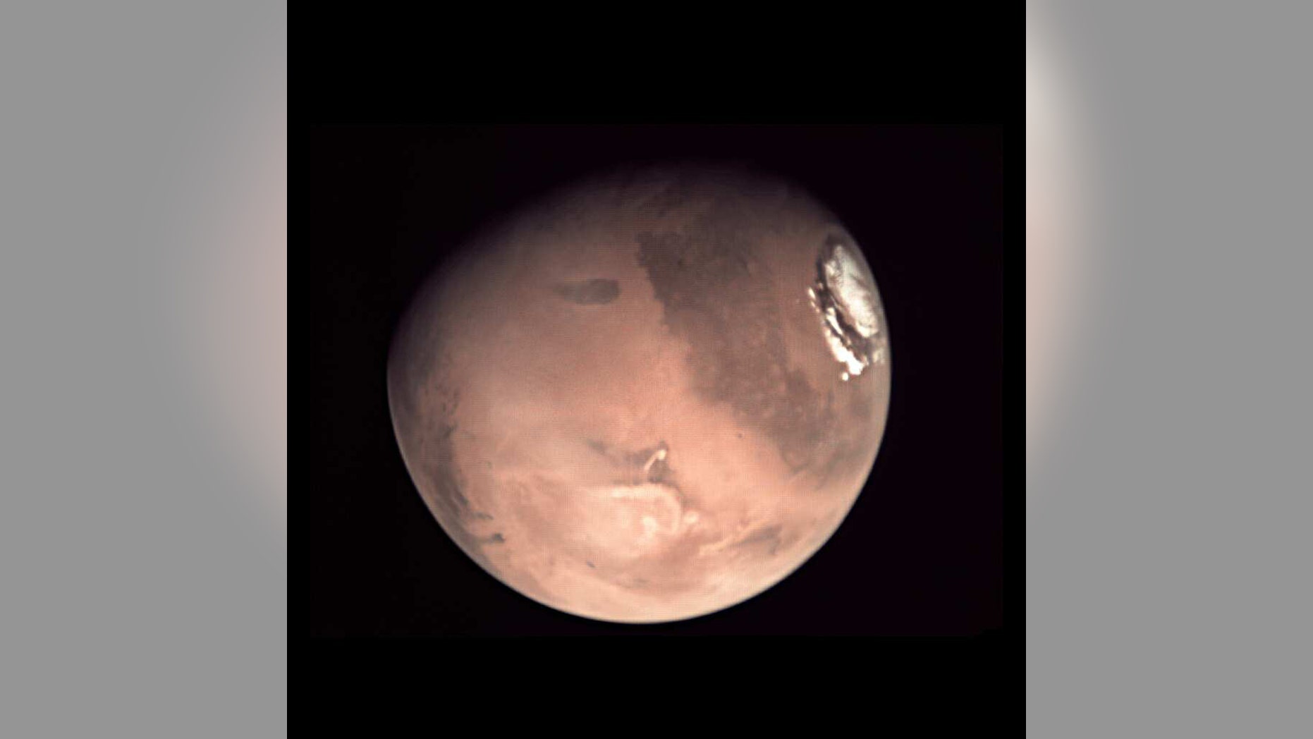 This is one of a series of images just released from the Mars Express, ESA’s deep-space probe orbiting the Red Planet. Now known as the Mars Webcam, it has provided a wealth of Mars images – including whole-planet views and images of the Mars crescent and limb. (ESA/D. O'Donnell - CC BY-SA IGO)