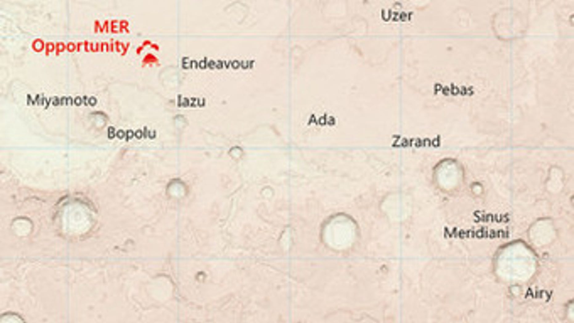 Mars map - data supply and concept by Dr. Peter Grindrod, UCL. Data originally sourced from NASA and USGS (Crown copyright 2016 OS).