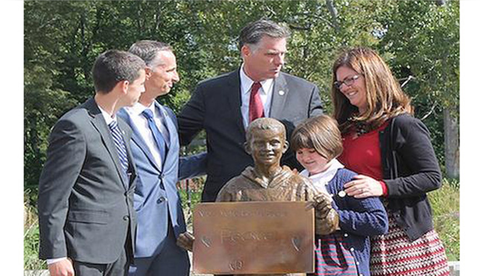 A life-size sculpture of Boston Marathon bombing victim Martin Richard unveiled Saturday Sept. 26, 2015, at Bridgewater State University.(John Waters/BSU)